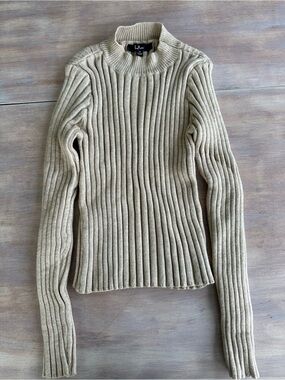 Lulu's Taupe Stretchy Cropped Mock Neck Sweater M